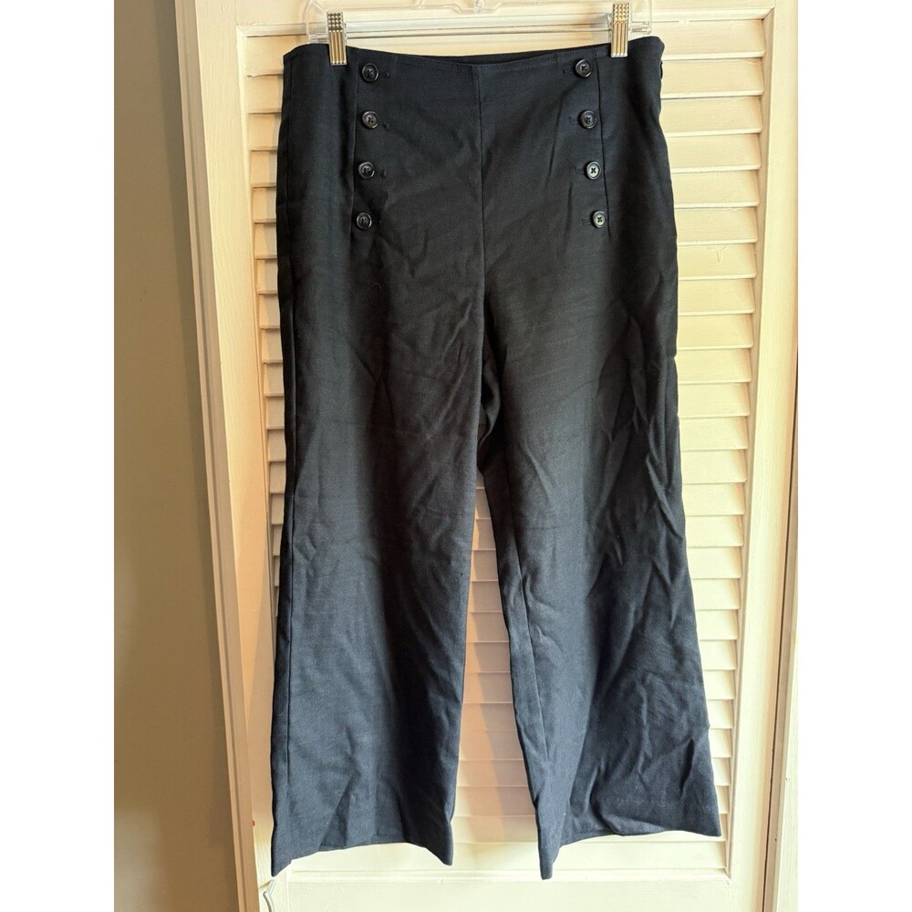Ann Taylor Factory Wide Leg Sailor Pants Trouser Linen Blend Palazzo Ankle 6